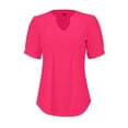 thumbnail image 5 of T Shirts For Women Womens Tops V Neck Tops Puff Short Sleeve T Shirt Pleated Floral Printed Tunic Blouse Shirts, 5 of 7