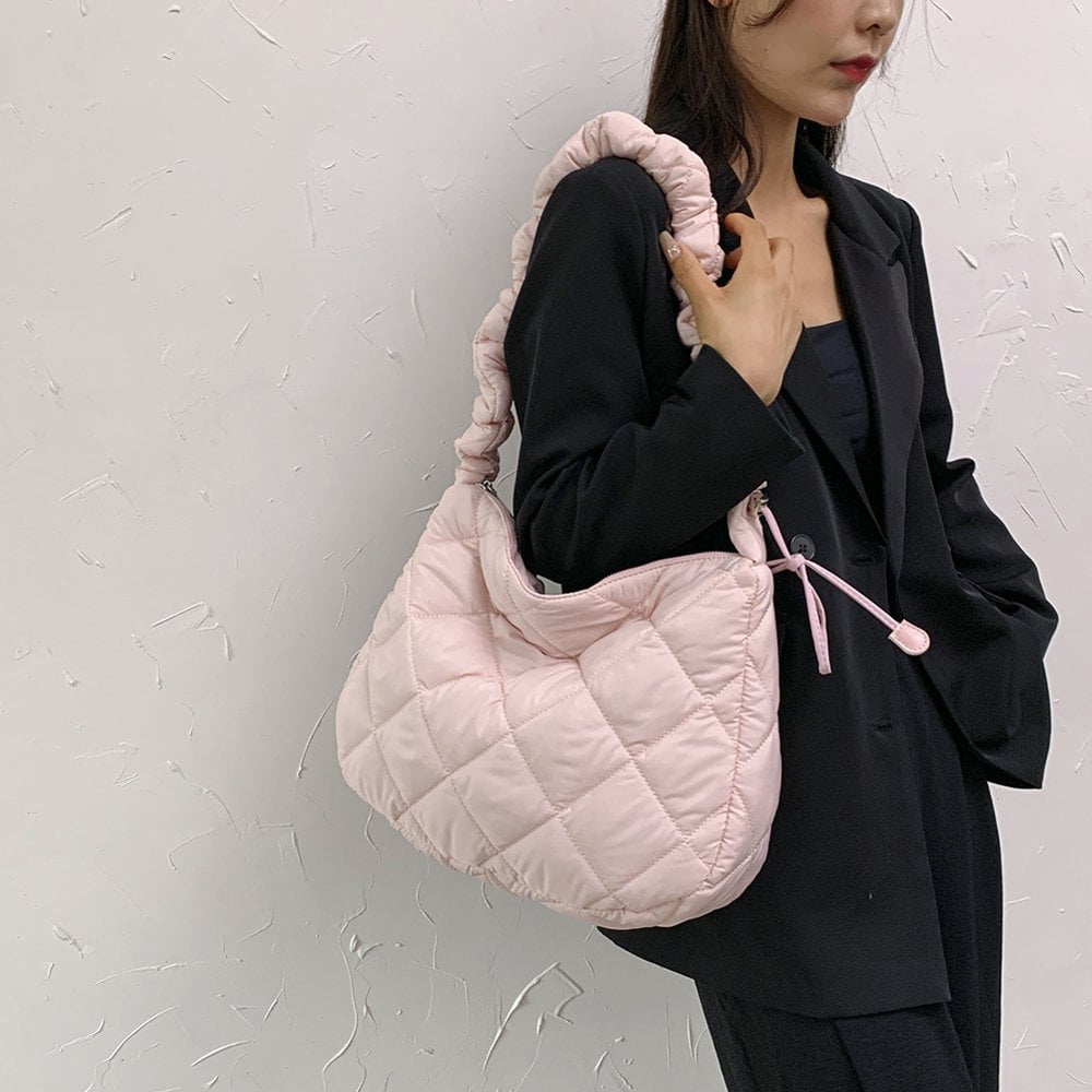 Women Padding Sling Bag Padded Shoulder Bag with Ruched