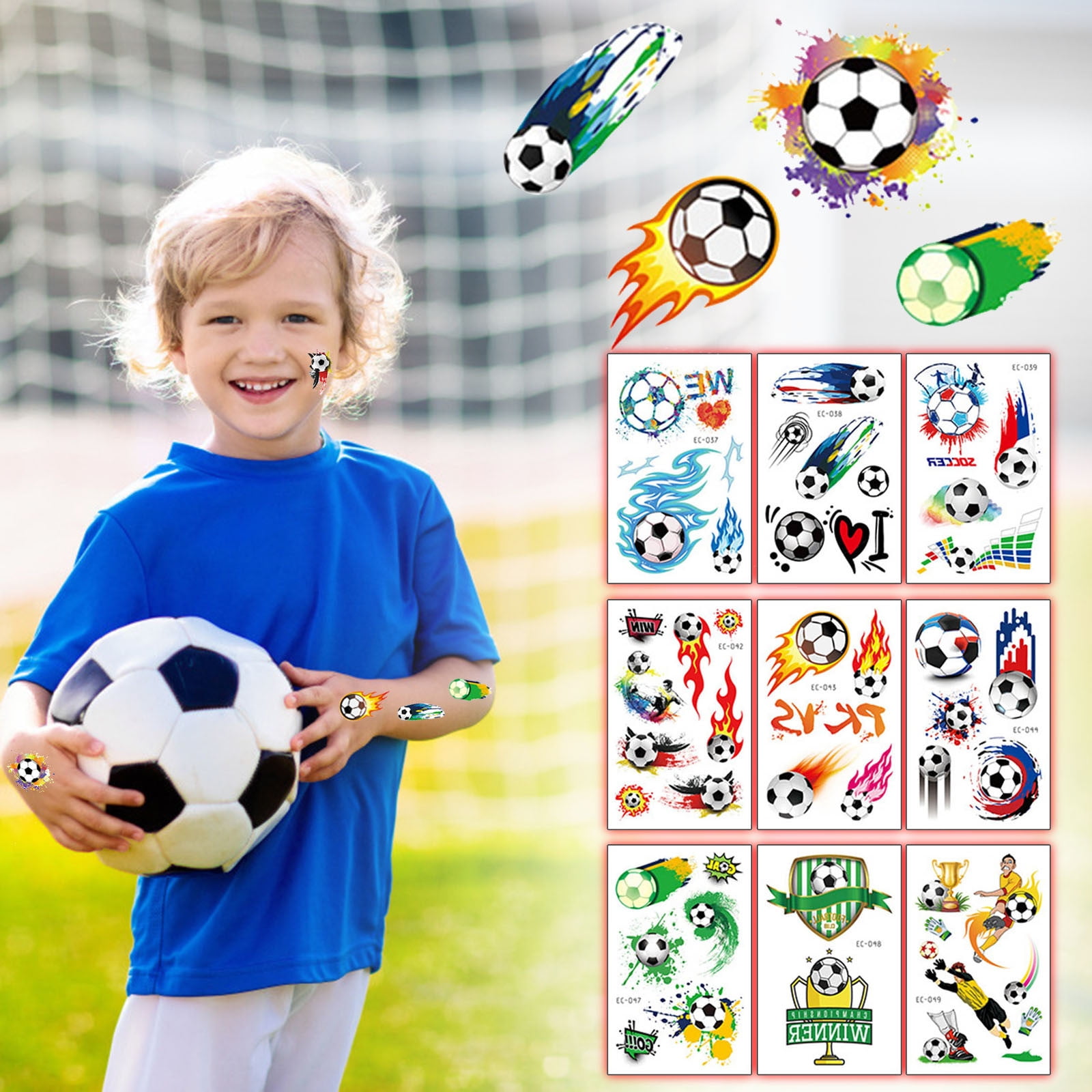 Njoeus Coolest Gifts For 10 Year Old Boy Boys Gifts Football Sticker Tattoo 15 Sheets Football Tattoo Sticker Set Temporary Tattoos Walmart Com