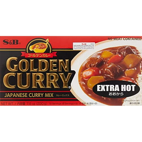 S&B Golden Curry Sauce Mix, Extra Hot, 7.8 Ounce