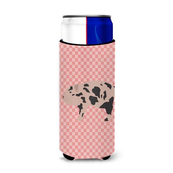 Carolines Treasures BB7935MUK Mini Miniature Pig Pink Check Michelob Ultra Hugger for Slim Cans
