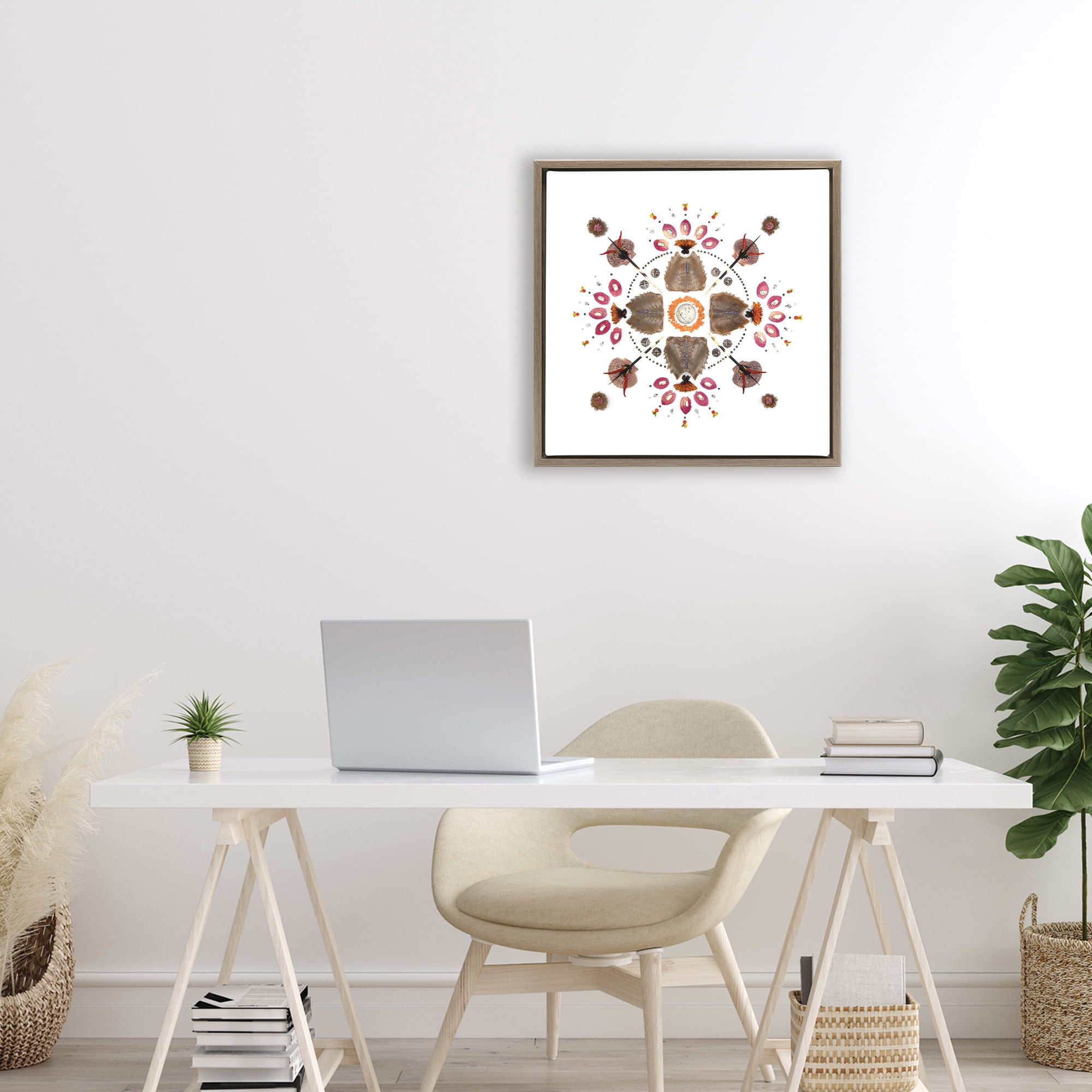 Stupell Industries Symmetrical Nautical Collection Brown Framed Floater Canvas Wall Art, design by Beth Adoette