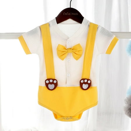 

Hunpta Toddler Kid Baby Girls Boys Cartoon Gentleman Bow Romper Bodysuit