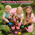 thumbnail image 3 of CUTE STONE Kids Gardening Tool Set, 13-Piece Pink Wheelbarrow Kit with Watering Can, Shovels, Rake, Gloves, Planters for Outdoor/Indoor Pretend Play, Toddlers Girls & Boys Age 3+, 3 of 10