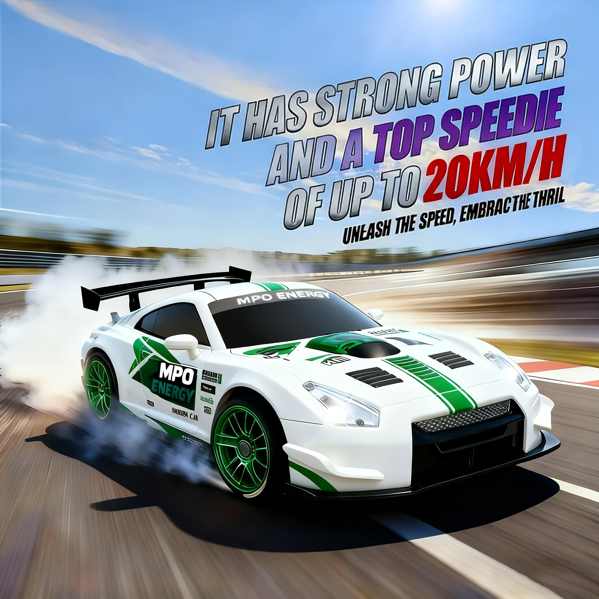 AIGIA Remote Control Car 2.4GHz 1:24 Scale 4WD 20KM/H High Speed RC Drift Car Model Vehicle with LED Lights Drifting Tire Racing Car