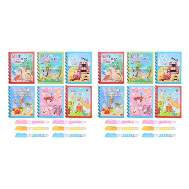 ZLight 6pieces for Magic Water Drawing Book For Kids Educational Vibrant Colors Easy for Operation Toys Multi-color 2Set