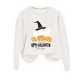 thumbnail image 3 of Ghost Pumpkin Halloween Sweatshirts for Women Long Sleeve Crewneck Happy Halloween Graphic Sweatshirt Pullover Tops, 3 of 5