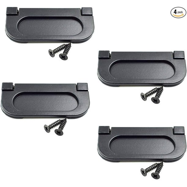 chuxiongshijgx Manijas de aro de tiro empotrado ocultas para muebles, manijas de puerta corrediza con aro empotrado para cajones y gabinetes, manijas de metal negras con tornillos (4 piezas)