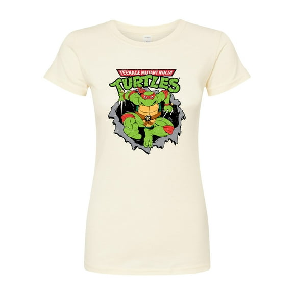 Teenage Mutant Ninja Turtles - Raphael Breaking Through Shirt - Juniors Fitted Graphic T-Shirt