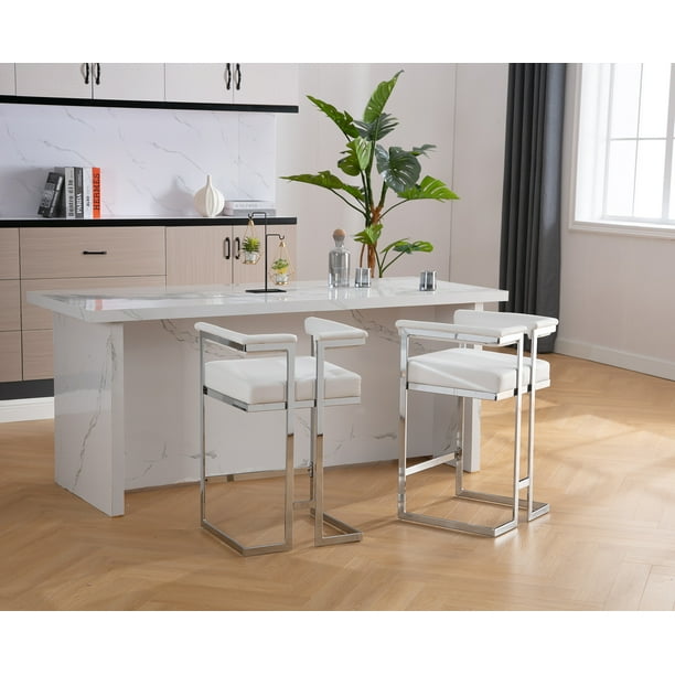 Chrome Metal Kitchen Island Stools Guyou Modern Bar Stool Set Of