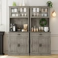 thumbnail image 5 of Juiluna Kitchen Pantry Cabinet with Microwave Stand, 71”Freestanding Tall Kitchen Cabinet with Doors and Shelves for Dining Room, Rustic Gray, 5 of 6
