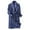 Blue, variant on Wyobmus Mens Plush Robe Solid Color Fleece Robe Shawl Collar Thick And Warm Loose Pajamas Black