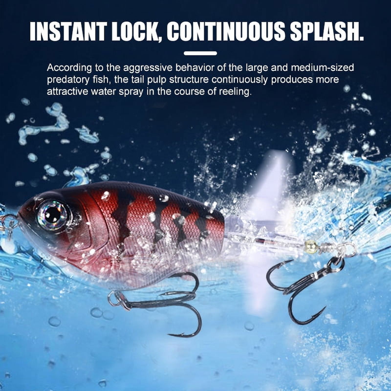HENGJIA 6PCS Topwater Fishing Lures Bass Baits and Lures, Top Water Bass Lures with Rotating Tail, Top Water Floating Pencil Plopper Lures Freshwater or Saltwater