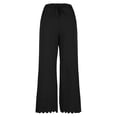 thumbnail image 5 of RQYYD Women's Summer Wide Leg Pants Drawstring Waist Textured Trousers with Scalloped Hem for Women, 5 of 6