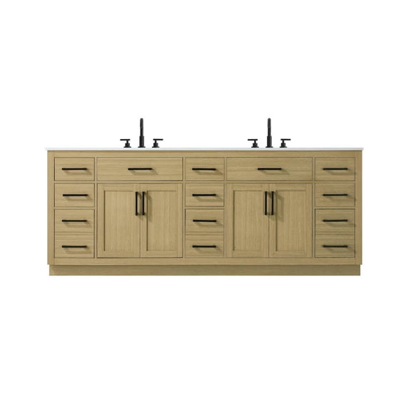 Elegant Kitchen and Bath Alden 84 Inch Double Bathroom Vanity In Honey Brown