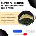 thumbnail image 2 of Clip on Kitchen Food Strainer for Spaghetti,Meat,Fruits,Vegetables with Brush, 2 of 9