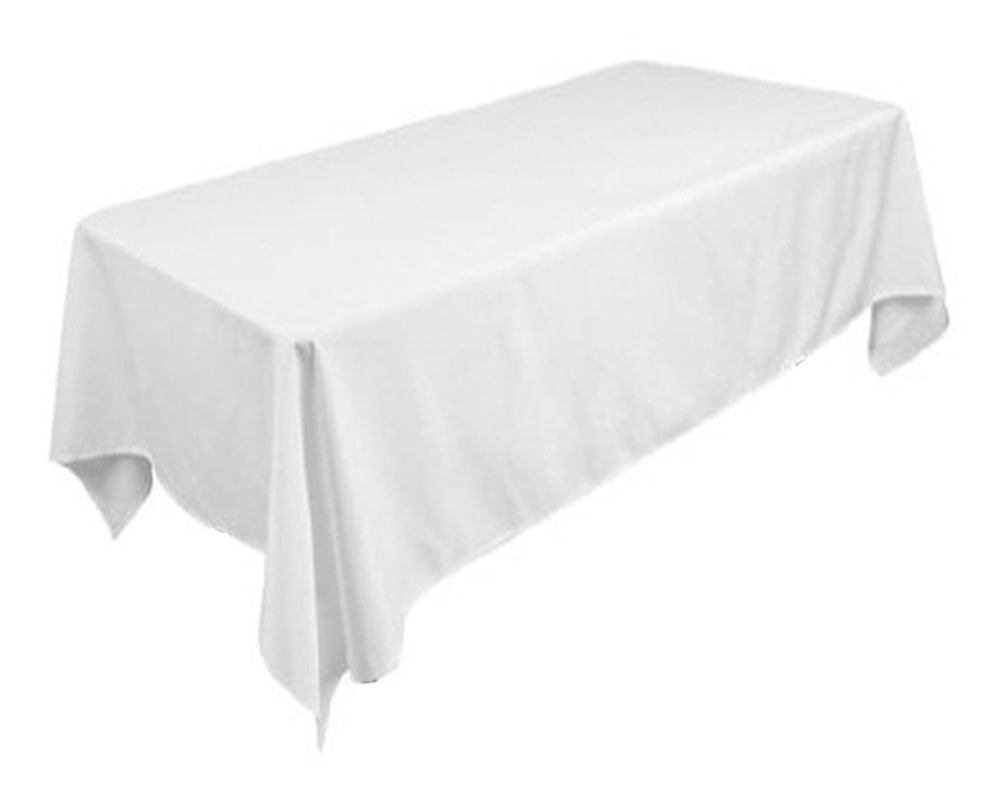 White 52" X 90" Rectangle Table Cover Cloths Fabric PLAIN Polyester Tablecloth