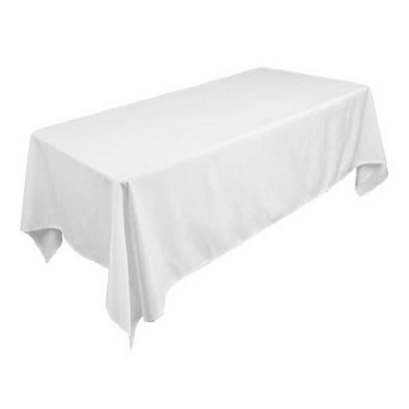 TEKTRUM 52 X 90 INCH 52"X90" RECTANGULAR POLYESTER TABLECLOTH - THICK/HEAVY DUTY/DURABLE FABRIC - WHITE COLOR