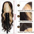 thumbnail image 4 of Peluca larga ondulada para mujer, peluca frontal de encaje sintético, peluca negra de 28" con rayas doradas, peluca resistente al calor con parte lateral ondulada y rizada, 4 of 5