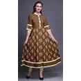 thumbnail image 2 of Bimba Robe Anarkali Longue à Motif Cachemire Marron pour Femmes Tunique Indienne Imprimée Classique-Large, 2 of 5