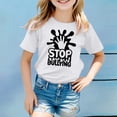 thumbnail image 2 of PMVFHDE Hauts à Manches Courtes pour Filles T-Shirts d'Été pour Filles T-Shirts Graphiques pour Filles T-Shirts Graphiques Manches Courtes Mode Décontractée Respirante Imprimée T-Shirt Blanc, 2-3 Ans, 2 of 4