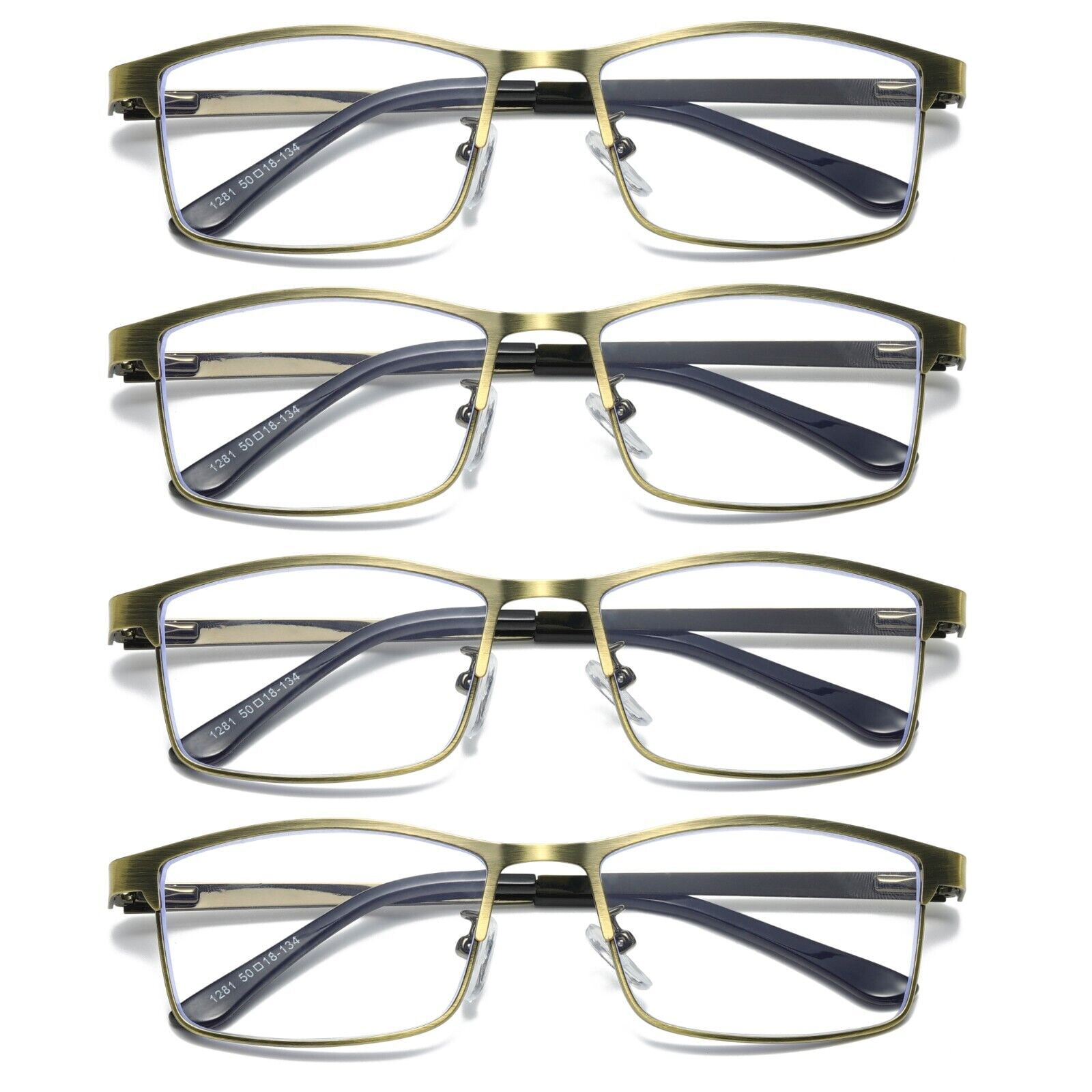 2 PK Mens Retro Aviator Reading Glasses Metal Frame Blue Light Blocking Readers