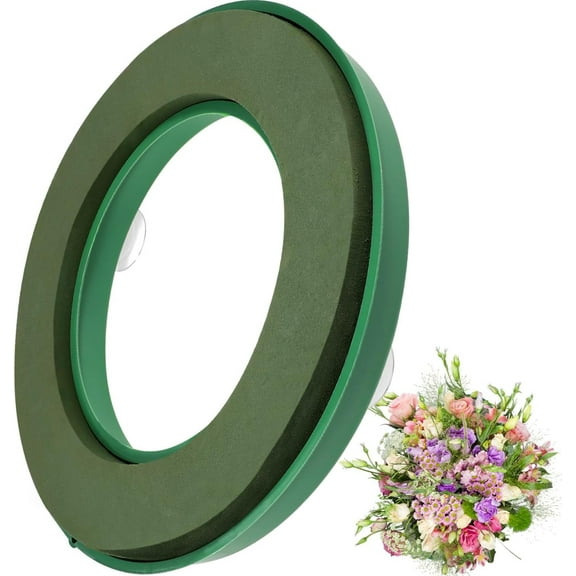 12 Inch Wet Floral Foam Ring with Suction Cups Round Wreath Base for Wedding Car DIY Decor