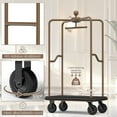 thumbnail image 3 of BERPET Hotel Luggage Cart Heavy Duty 1500 lbs, Bronze Stainless Steel Hotel Bellman Trolley 47"x25" with 8" Silent Rubber Wheels, 3 of 9