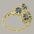 thumbnail image 3 of LBG British Made 10k Yellow Gold Natural Diamond & Sapphire Womens Statement Ring - 33 size options - Size 7.25, 3 of 6