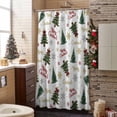 thumbnail image 3 of Shower Curtain 72"W x 84"L Vintage Christmas Trees Snowflakes Pattern Fabric Shower Curtains Set with Hooks Water Repellent Bathroom Curtains Machine Washable Bathroom Accessories, 3 of 7