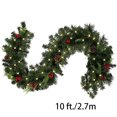 thumbnail image 2 of 9ft Pre-lit Christmas Garland with Pine Cones, Red Berries, 50 LED Lights, Artificial Greenery for Indoor Outdoor Decor, 2 of 4