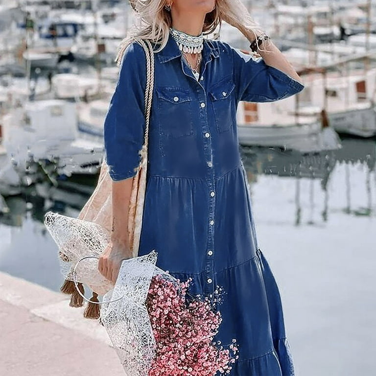 Denim dress with long sleeve top underneath 2025
