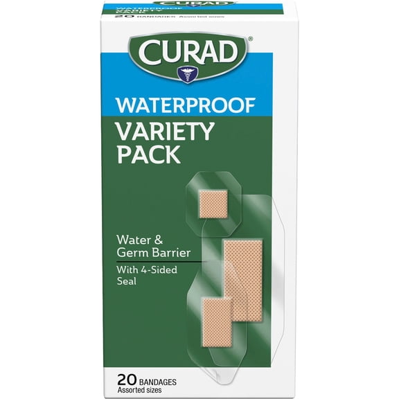 Curad, MIICUR5108, Assorted Waterproof Transparent Bandages, 20 / Box, Transparent