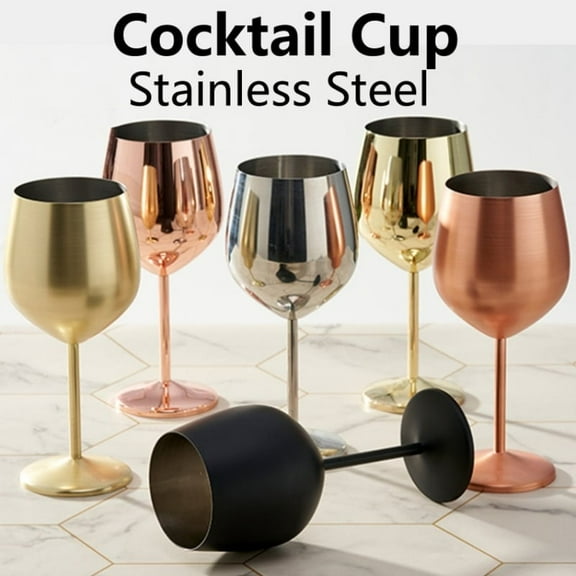 1pc Stainless Steel Wine Glass Metal Goblet 500ml Barrel Shape Champagne Whiskey Cup Creative Wine Tumbler Drop-Resistant Design for Home Party Use,Gold, MIANHT