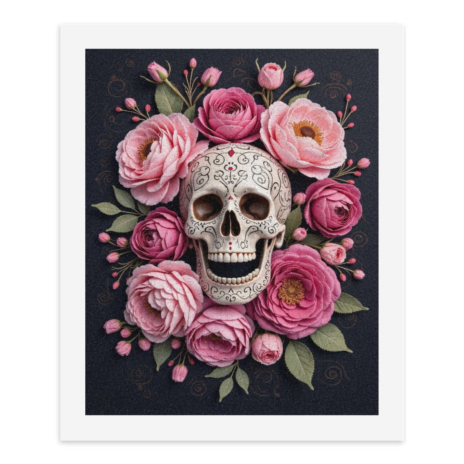 Paint By Numbers Kit for Adults Beginner - DIY Sugar Skull Floral Arrangement Canvas Painting Kits for Adults, Frameless Paint By Number for Adults for Home Wall Decor 16x20 Inch