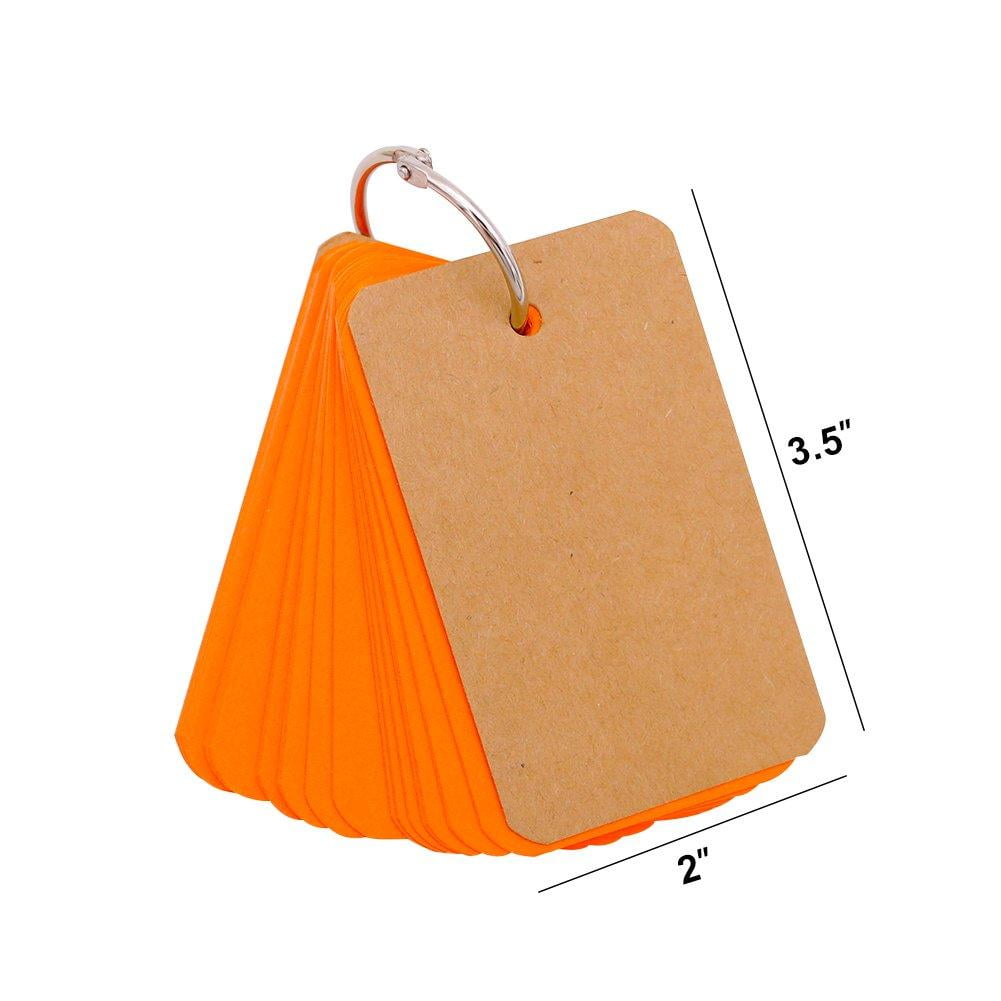 Koogel Index Cards,300 Pieces 2.2 x 3.5 Inches Flash Cards White Study Cards Note Cards Kraft Paper Cards Study Supplies with Binder Ring 50 Sheets per Set