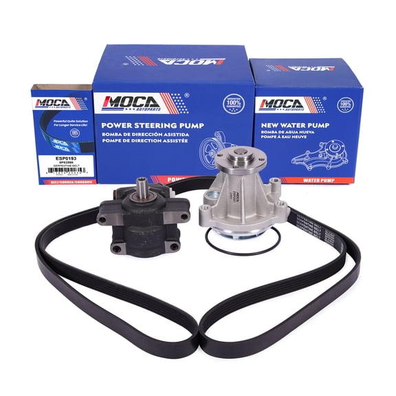 MOCA AUTOPARTS Power Steering Pump Water Pump w/ Serpentine Belt Fit for 2005-2006 Ford Mustang 4.6L