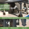 thumbnail image 4 of Kullavik 12'x20' Hardtop Gazebo, Outdoor Double Roof Canopy with Netting and Curtains, Galvanized Metal Frame, Sunshade for Patio, Backyard, Deck and Lawns-Sand, 4 of 7