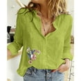 thumbnail image 4 of Jxximdong Button Up Shirts Women Women's Button Up Shirts V Neck Casual Long Sleeve Loose Shirt Tops Green Spring Tops XXL, 4 of 4