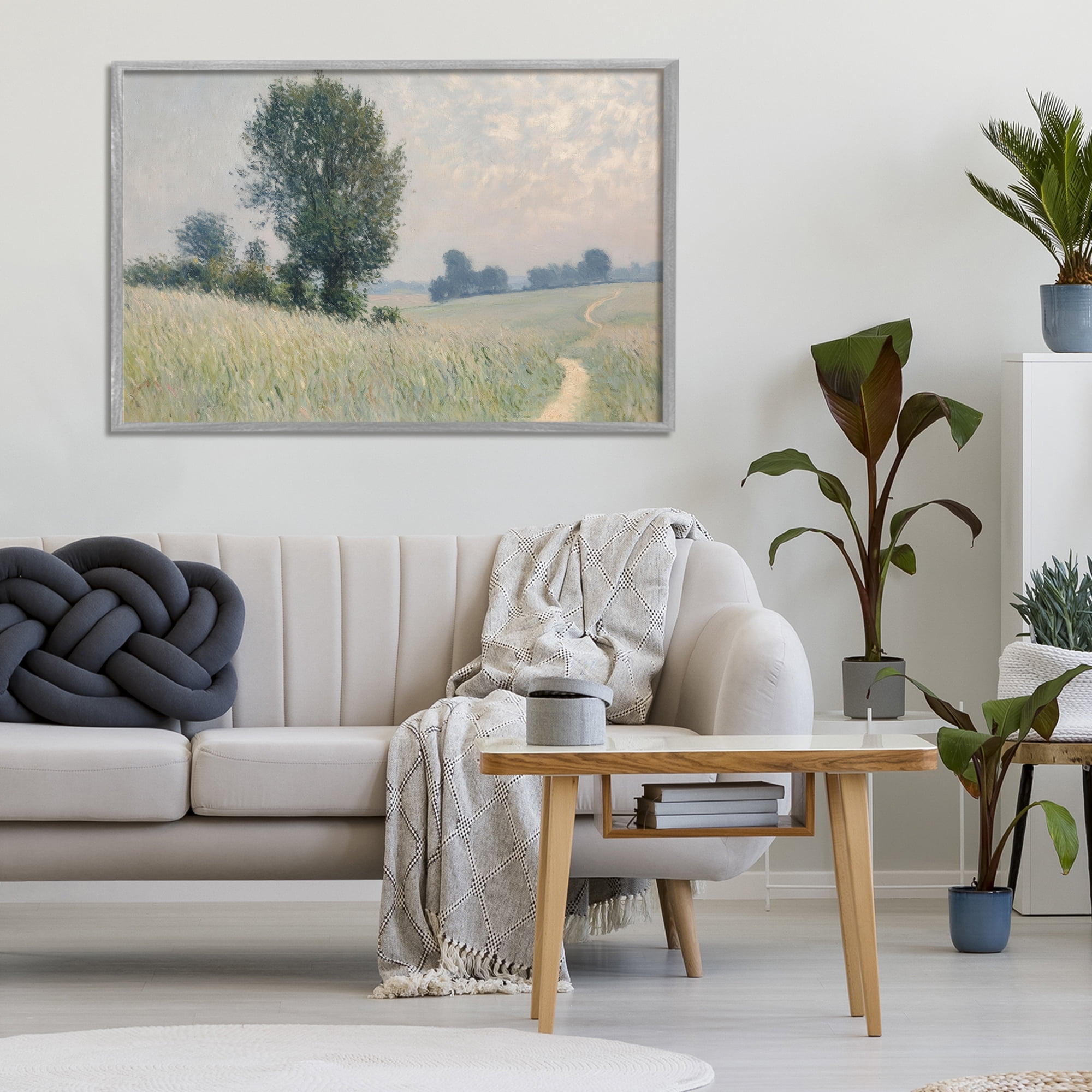 Stupell Industries Tall Grass Path Through Meadow Gray Framed Giclee Art, design by Petal Prints Design