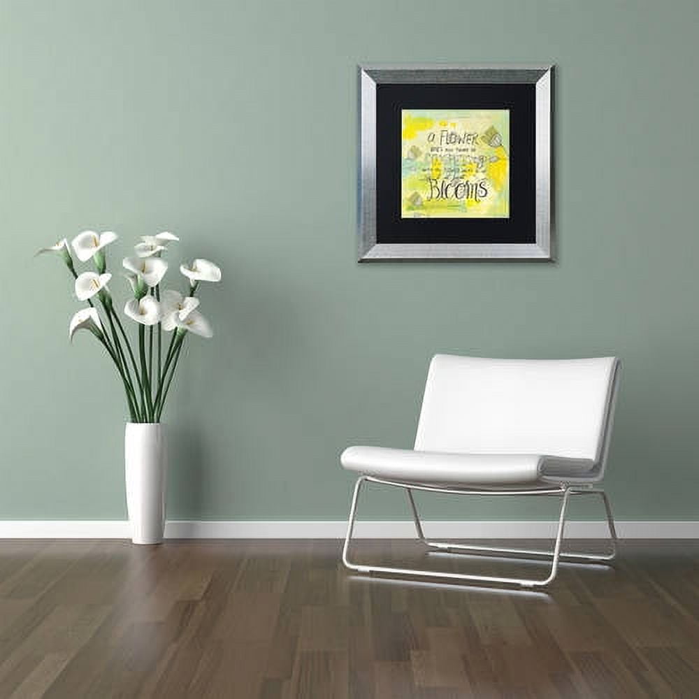 Trademark Fine Art "Blooms Quote" Canvas Art by Elizabeth Caldwell, Black Matte, Silver Frame