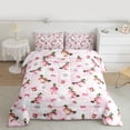 thumbnail image 2 of jejeloiu Farmhouse Mallard Duck Queen Comforter Set,Pink Bowknot Bows Bedding Comforter Set For Girls Teens Reversible 3-Piece, 2 of 8