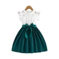 thumbnail image 1 of Qudderr Robe pour Fille 4-7 Ans pour Enfants Été Décontractée Robe d'Été Tout-Petit Robe Unie à Empiècements avec Ceinture en Ruban pour Filles, 1 of 9
