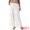 White, variant on DARING DIVA Women's Linen Flowy Palazzo Trousers with Pockets S White