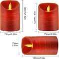 thumbnail image 3 of Safe Flameless Design, Decorative Led Candles Real Wax Pillar Battery Operated Flickering Candles With Timer Functionality For Perfect For Various Occasions, Set Of 3, Red, 3 of 7