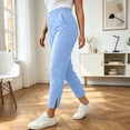 thumbnail image 4 of Maplenight Womens Cropped Yoga Pants with Pockets Elastic High Waisted Workout Pants Side Slit Casual Athletic Running Leggings, 4 of 6