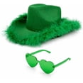 thumbnail image 6 of 4E’s Novelty Green Cowboy Hat with Feathers & Heart Sunglasses – St. Patrick’s Day Fun, 6 of 12