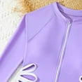 thumbnail image 6 of KKBOTIVE Girls Long Sleeve Swimsuit Rash Guard 1 Piece Swimwear Fashion Bathing Suit for Kids Girls Summer Wear, Purple Size: 7-8 Years, 6 of 7