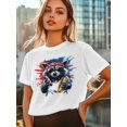 thumbnail image 6 of Women's T-Shirt Raccoon Hot Dog American Short Sleeve Casual Tee Classic Crew Neck T Shirt for Women White, 3XL, 6 of 7