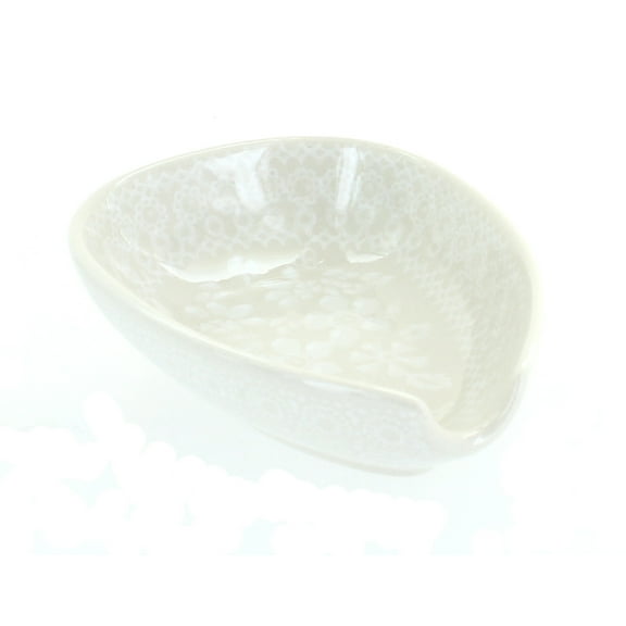 Blue Rose Polish Pottery White Lace Small Spoon Rest